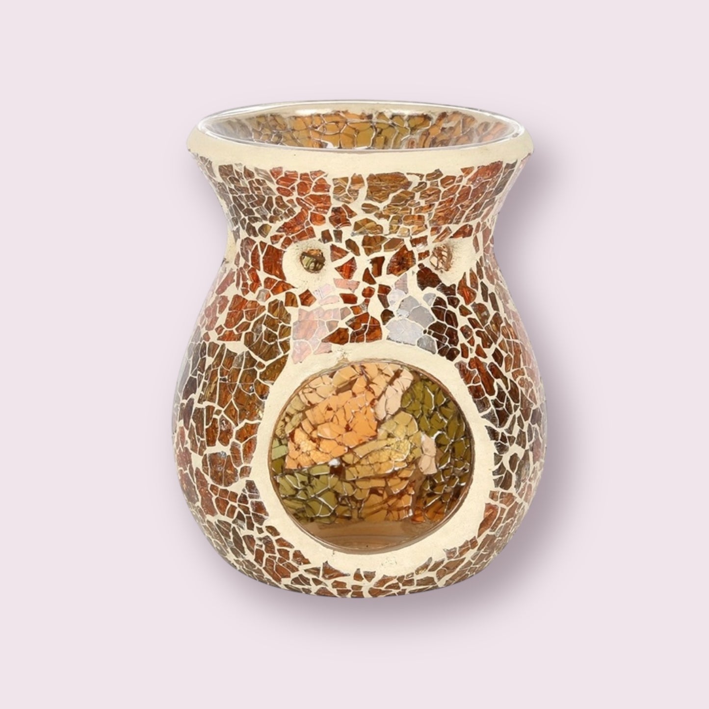 Small Crackle Design Tea Light Burner with Large Wax Melt in Liner | Strong, Long-lasting Fragrance