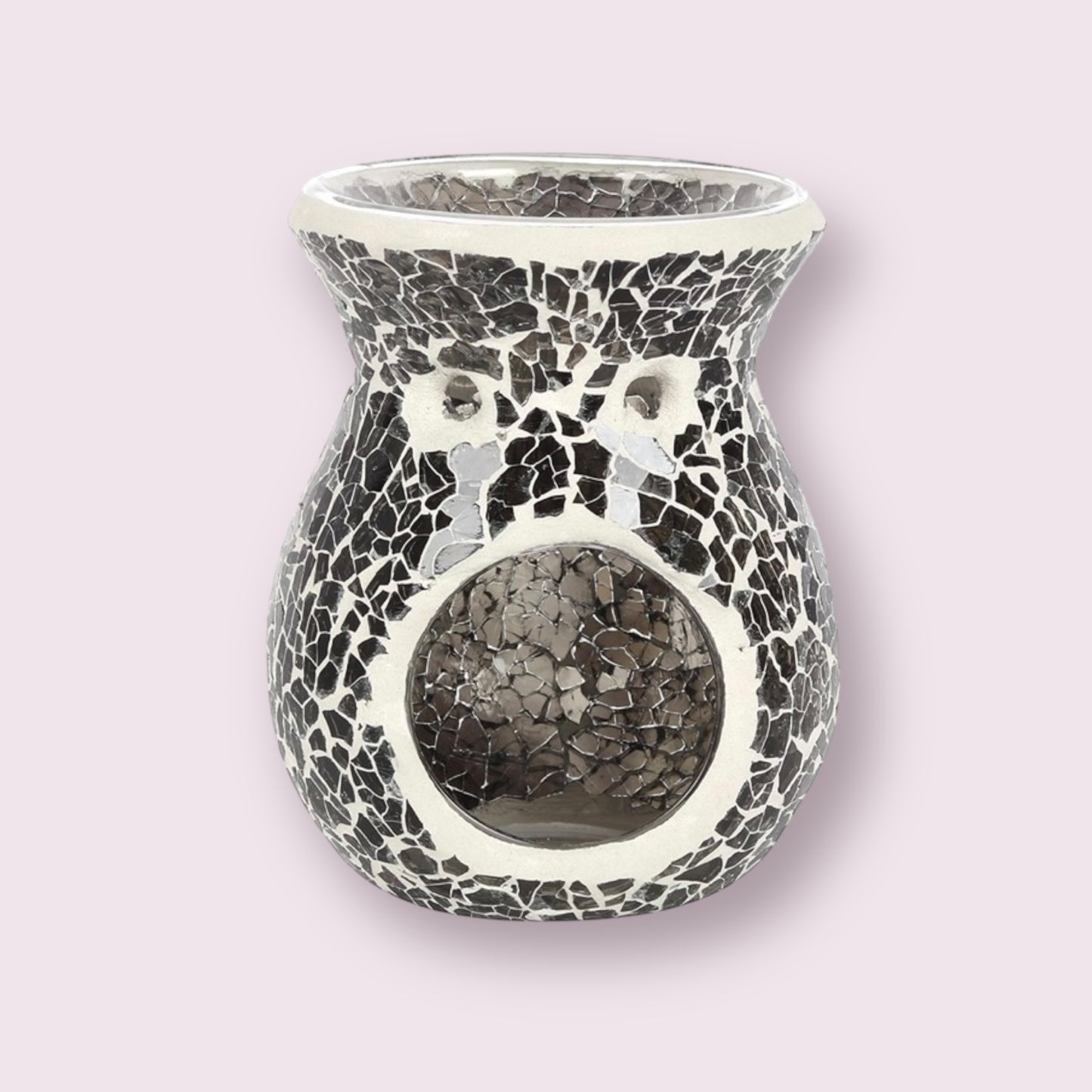 Small Crackle Design Tea Light Burner with Large Wax Melt in Liner | Strong, Long-lasting Fragrance