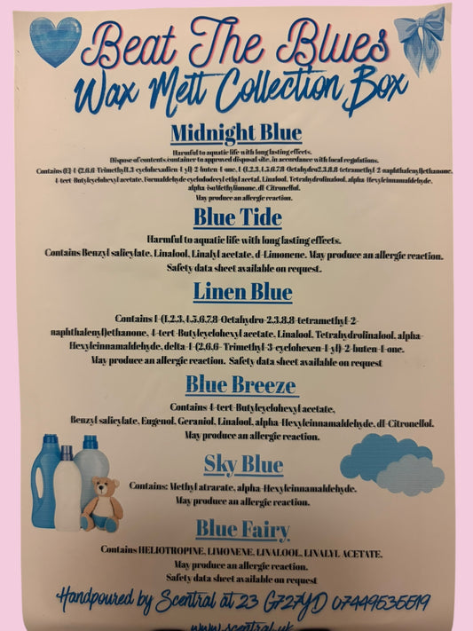 Beat The Blues Wax Melt Collection Box | Contains 6 Fragrances | Strongly Scented Wax Melts | Handmade Home Fragrance | Vegan & Cruelty-free